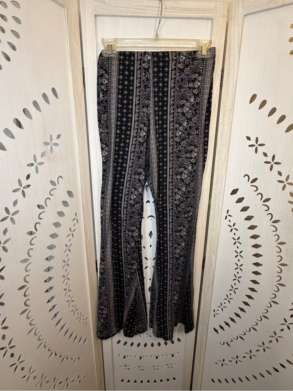 Printed Black Boho Flare Pants